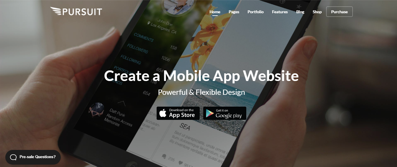 Pursuit – Best Mobile App WordPress Theme Pursuit - Best Mobile App WordPress Theme