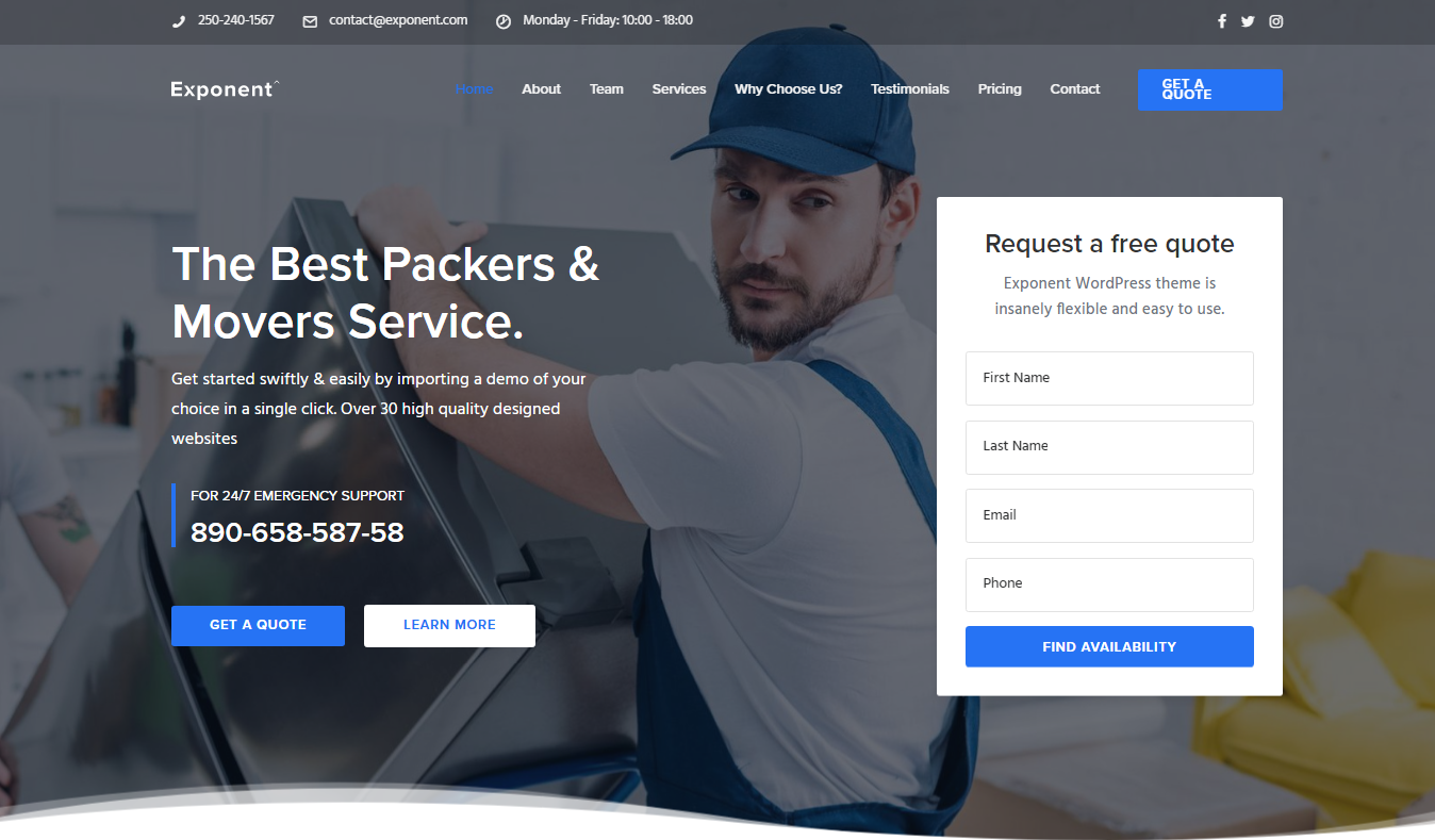 Exponent – Best Packers and Movers WordPress Theme Exponent - Best Packers and Movers WordPress Theme