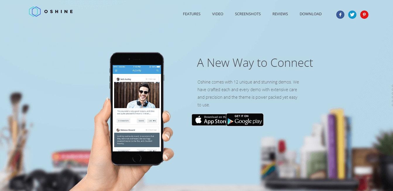 Oshine_app_landing_page_WordPress_theme