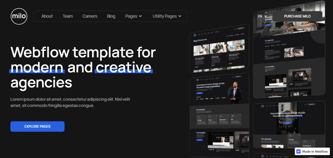IT company webflow templates – Milo IT company webflow templates