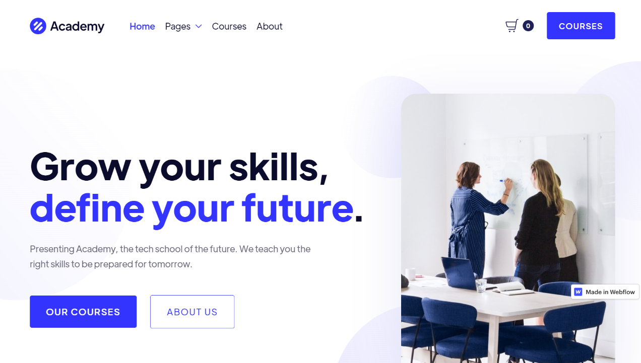 Webflow College Website Templates-Academy Webflow College Website Templates