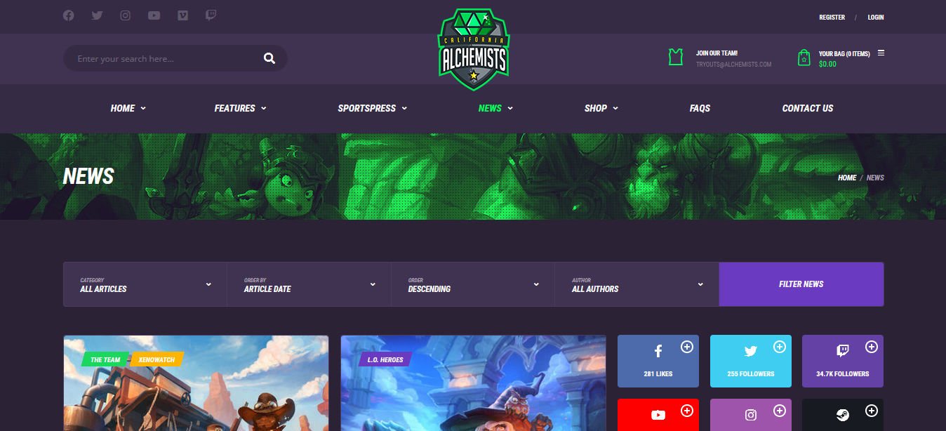 Alchemists – Best Sports WordPress Theme Alchemists - Best Sports WordPress Theme