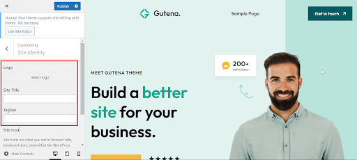 Customize Your Site Identity Customize Your Site Identity